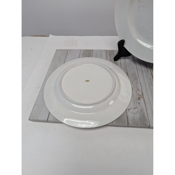 Vintage Schwans Set of 3 Dinner Plates White Brown Speckles Swan Logo 10 1/2" - Picture 5 of 7